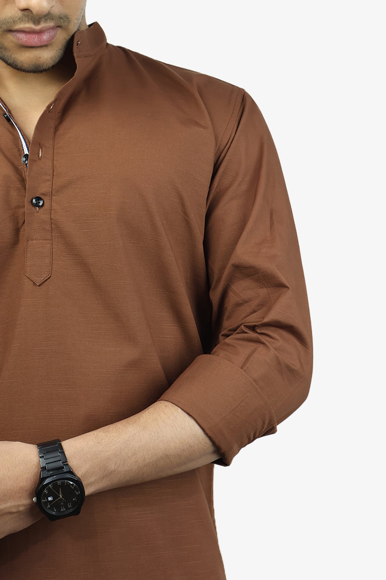 LUKE BROWN | SLIM FIT PREMIUM MANDARIN COLLAR CASUAL SHIRT | ORIGENS