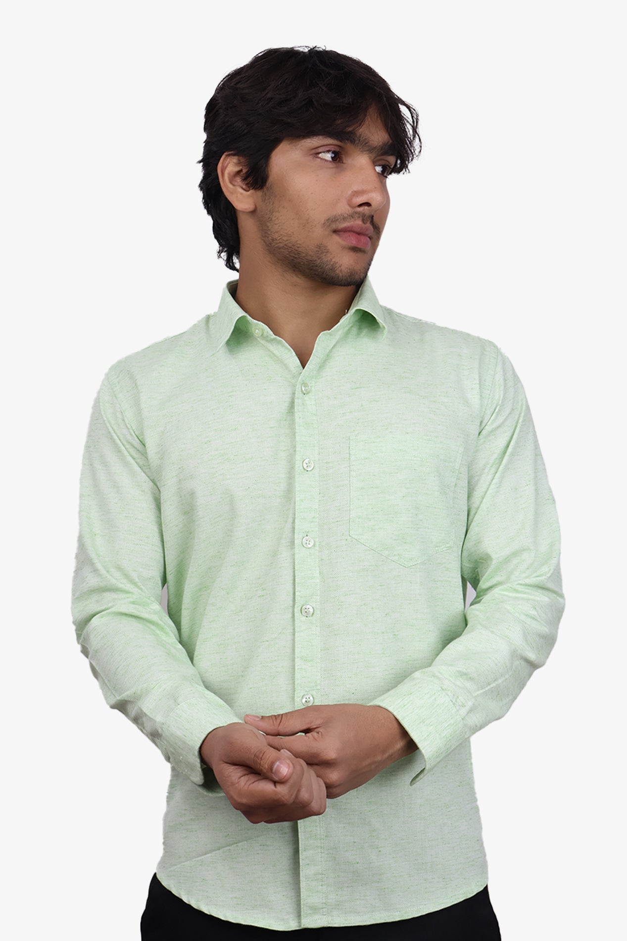 KED PARROT GREEN | SLIM FIT PREMIUM POLO NECK CASUAL SHIRT | ORIGENS