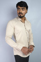 SEEK  S CREAM | SLIM FIT PREMIUM POLO NECK CASUAL SHIRT | ORIGENS