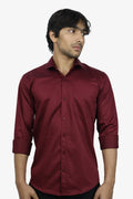 STAN MAROON | SLIM FIT PREMIUM POLO NECK CASUAL SHIRT | ORIGENS