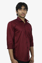 STAN MAROON | SLIM FIT PREMIUM POLO NECK CASUAL SHIRT | ORIGENS