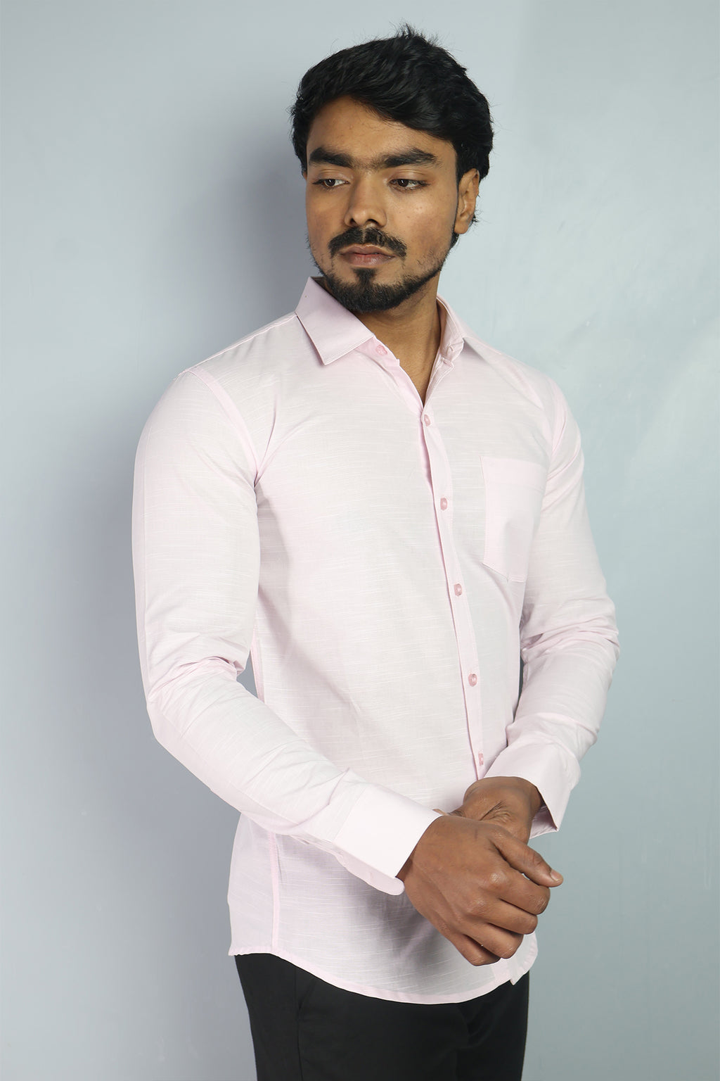 LIN S PINK | SLIM FIT PREMIUM POLO NECK CASUAL SHIRT | ORIGENS