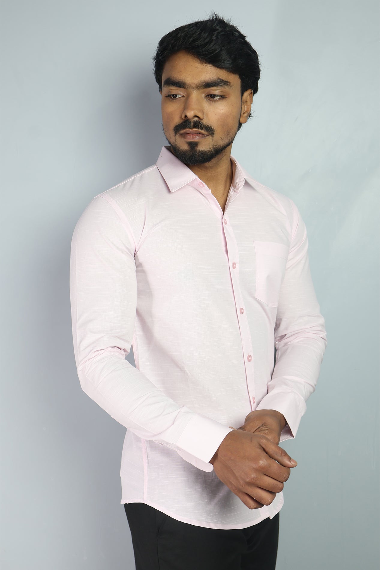 LIN S PINK | SLIM FIT PREMIUM POLO NECK CASUAL SHIRT | ORIGENS
