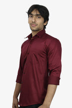 STAN MAROON | SLIM FIT PREMIUM POLO NECK CASUAL SHIRT | ORIGENS