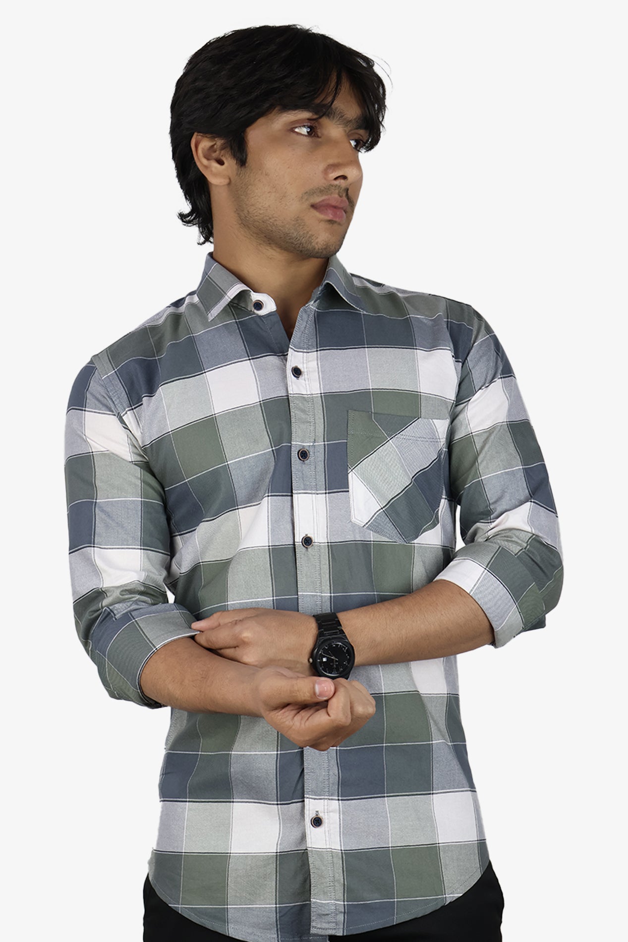 ORDC 2 GRAY WHITE| SLIM FIT PREMIUM POLO NECK CASUAL SHIRT | ORIGENS