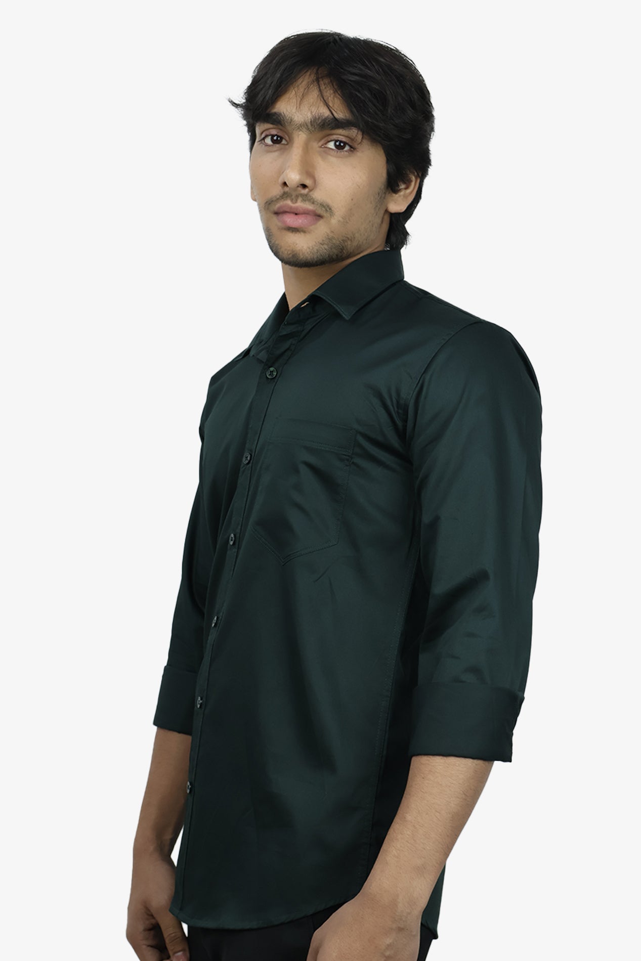 STAN DARK GREEN | SLIM FIT PREMIUM POLO NECK CASUAL SHIRT | ORIGENS
