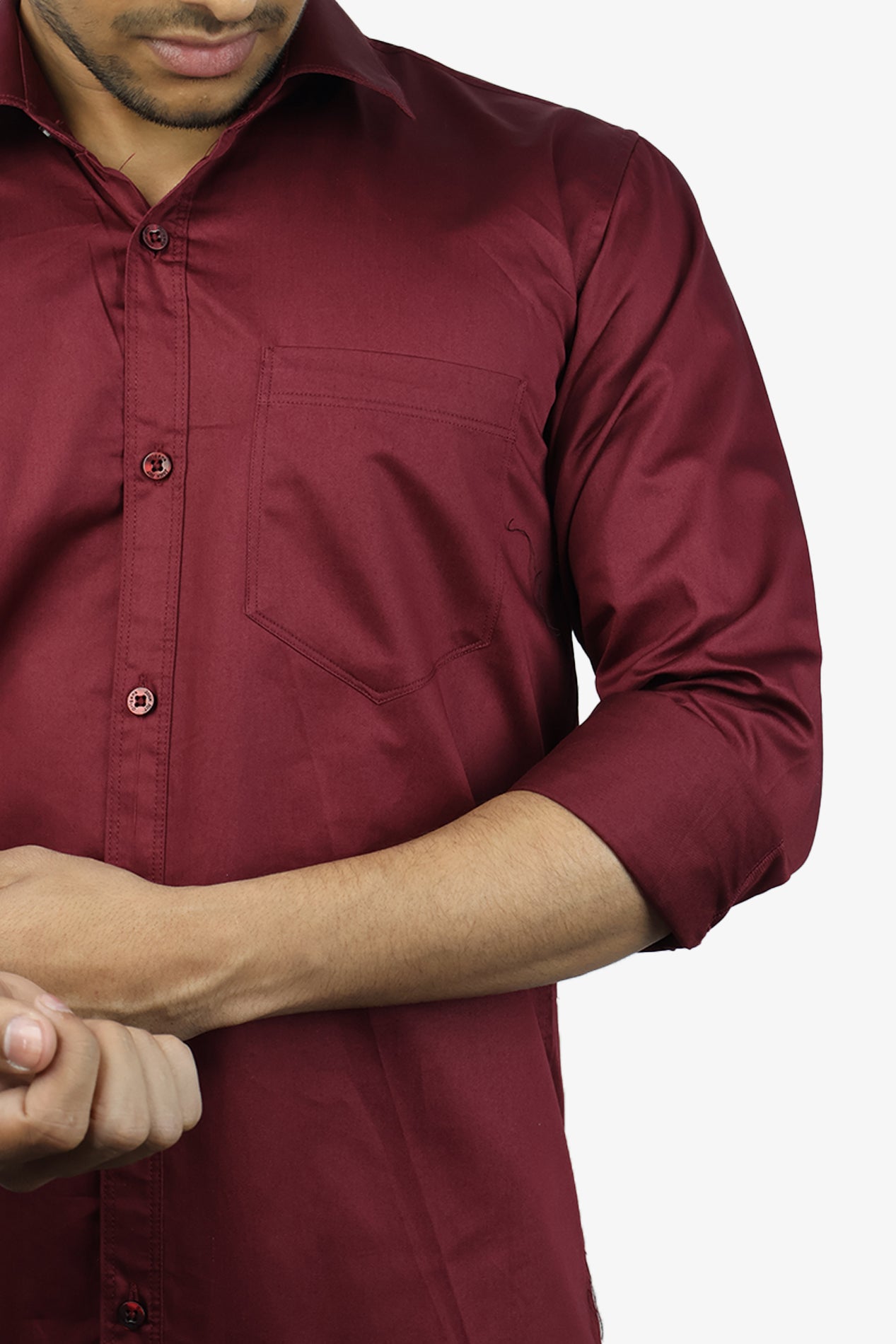 STAN MAROON | SLIM FIT PREMIUM POLO NECK CASUAL SHIRT | ORIGENS