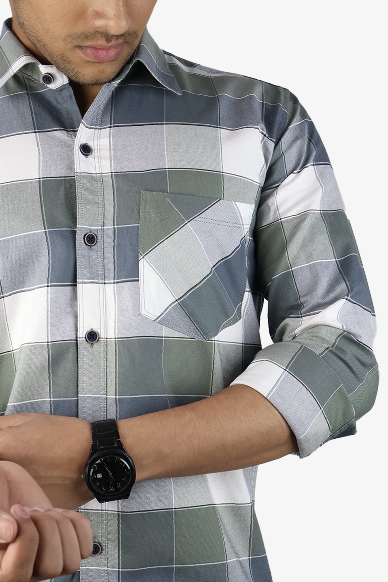 ORDC 2 GRAY WHITE| SLIM FIT PREMIUM POLO NECK CASUAL SHIRT | ORIGENS