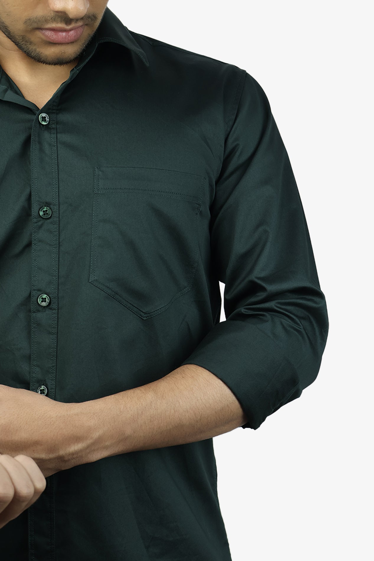 STAN DARK GREEN | SLIM FIT PREMIUM POLO NECK CASUAL SHIRT | ORIGENS