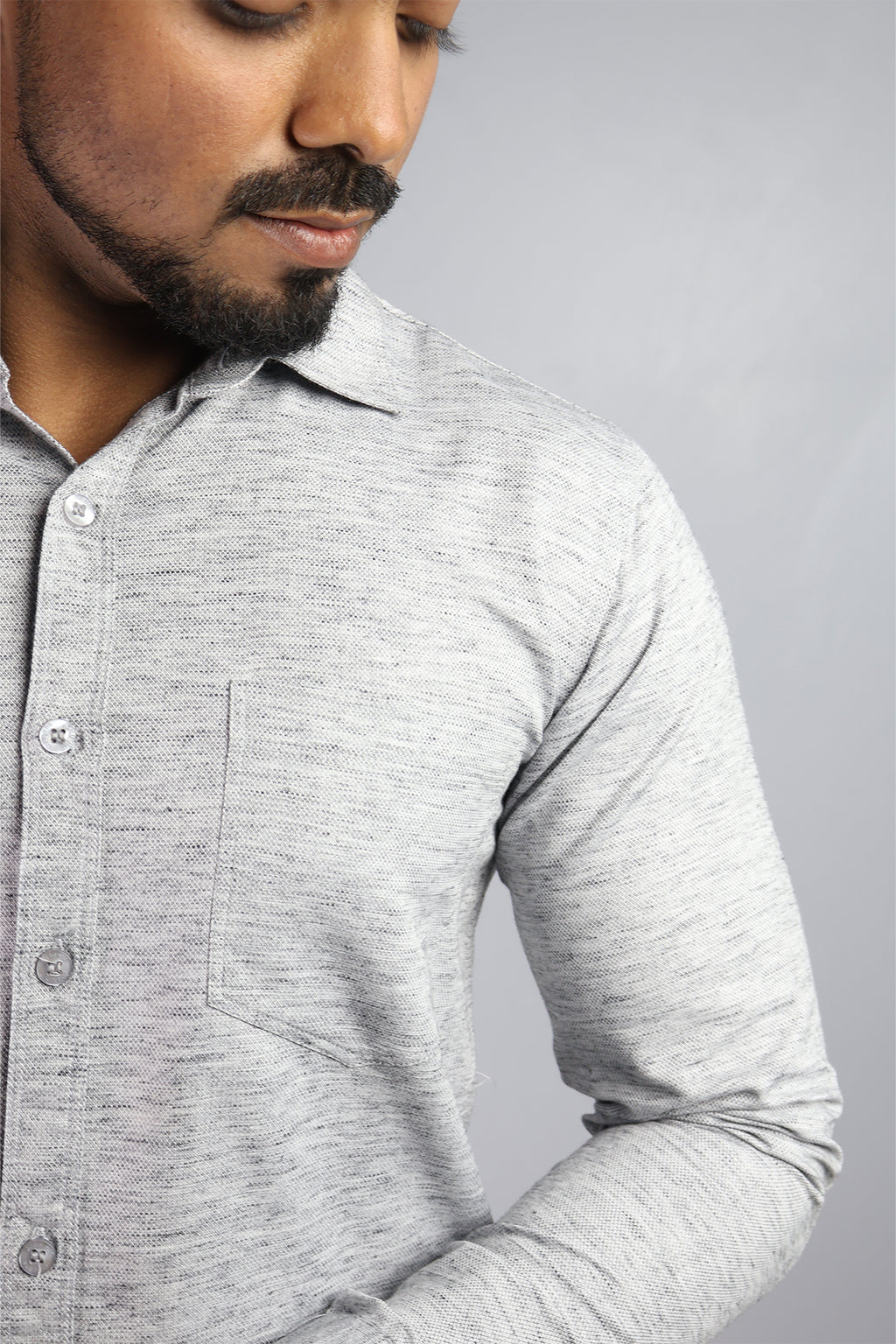 KED  S DARK GRAY | SLIM FIT PREMIUM POLO NECK CASUAL SHIRT | ORIGENS