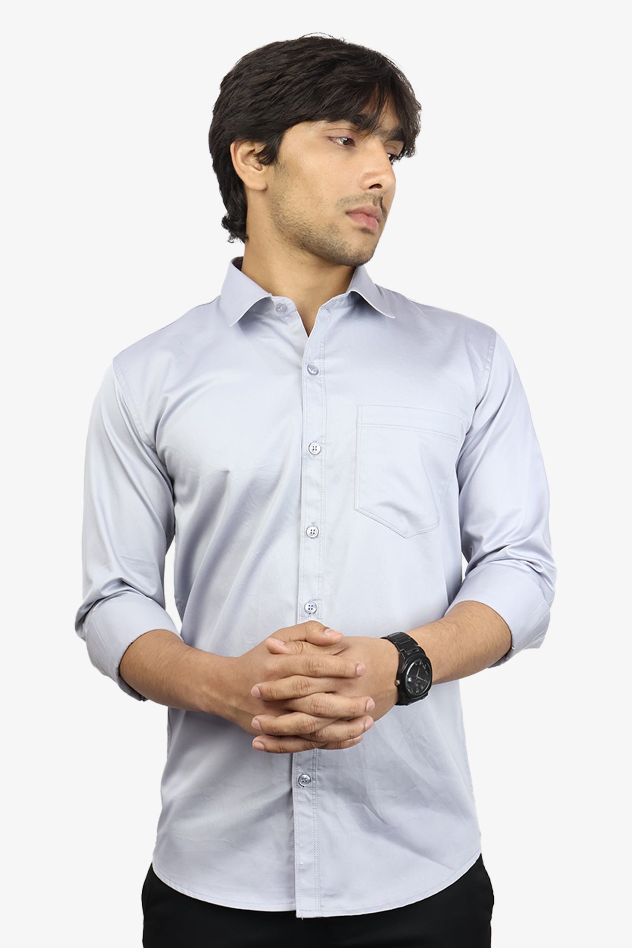 STAN LIGHT GRAY | SLIM FIT PREMIUM POLO NECK CASUAL SHIRT | ORIGENS