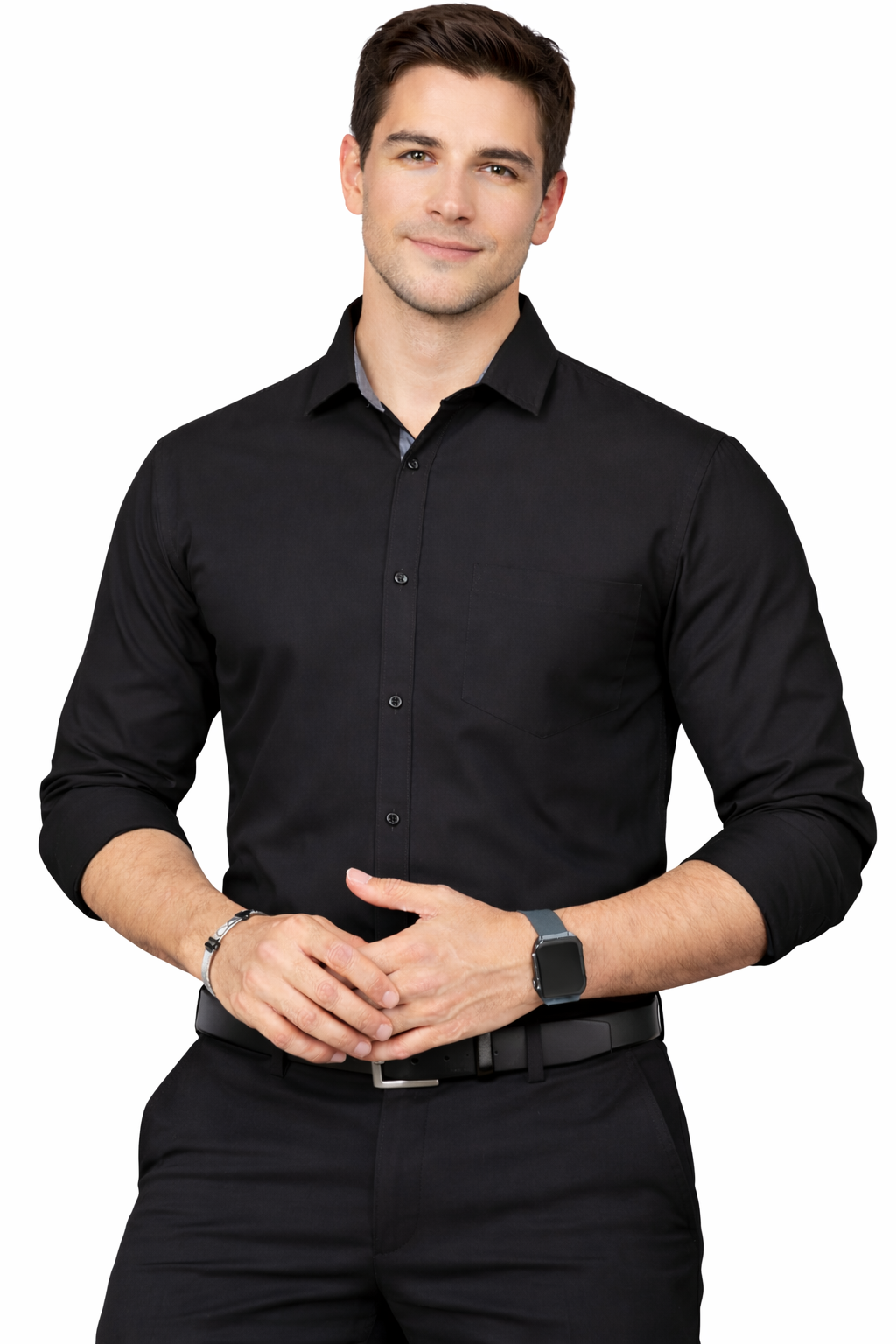 LAFR BLACK | SLIM FIT PREMIUM POLO NECK CASUAL SHIRT | THRENDS