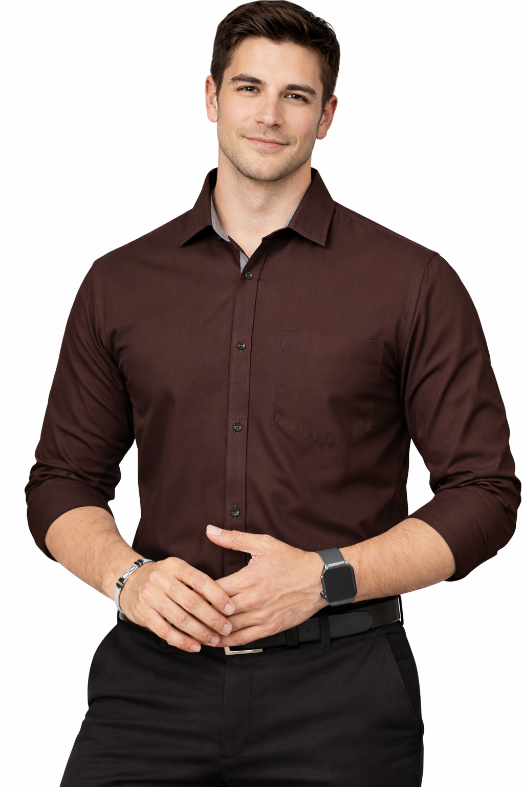 LAFR BROWN | SLIM FIT PREMIUM POLO NECK CASUAL SHIRT | THRENDS