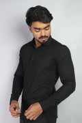 LIN BLACK | SLIM FIT PREMIUM POLO NECK CASUAL SHIRT | ORIGENS