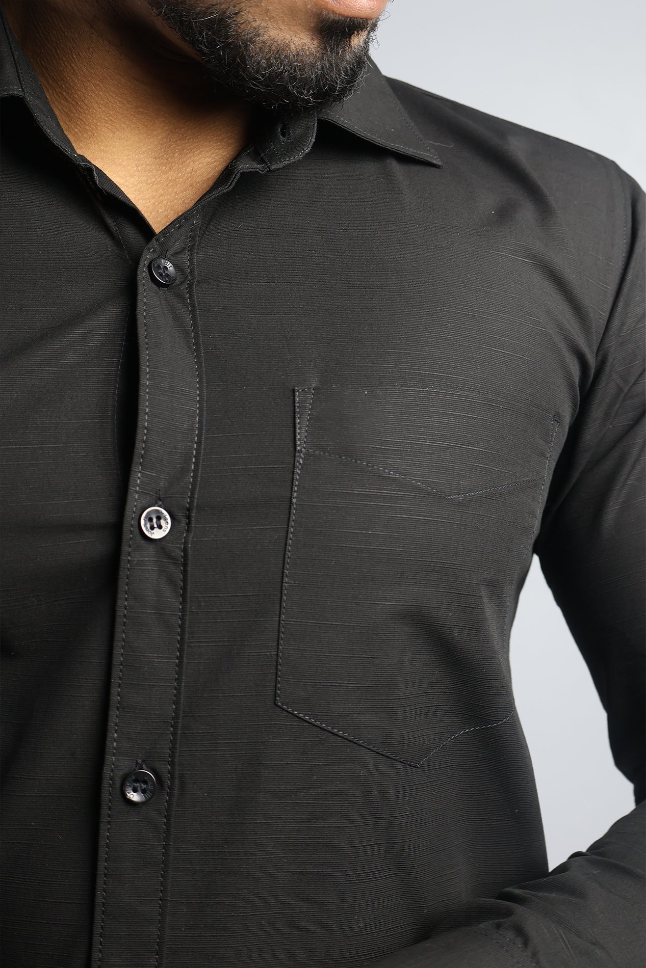 LIN BLACK | SLIM FIT PREMIUM POLO NECK CASUAL SHIRT | ORIGENS