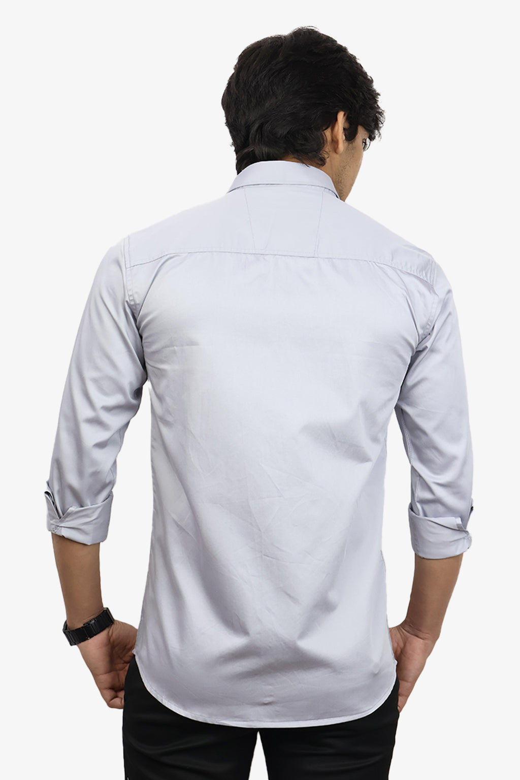 STAN  S LIGHT GRAY | SLIM FIT PREMIUM POLO NECK CASUAL SHIRT | ORIGENS