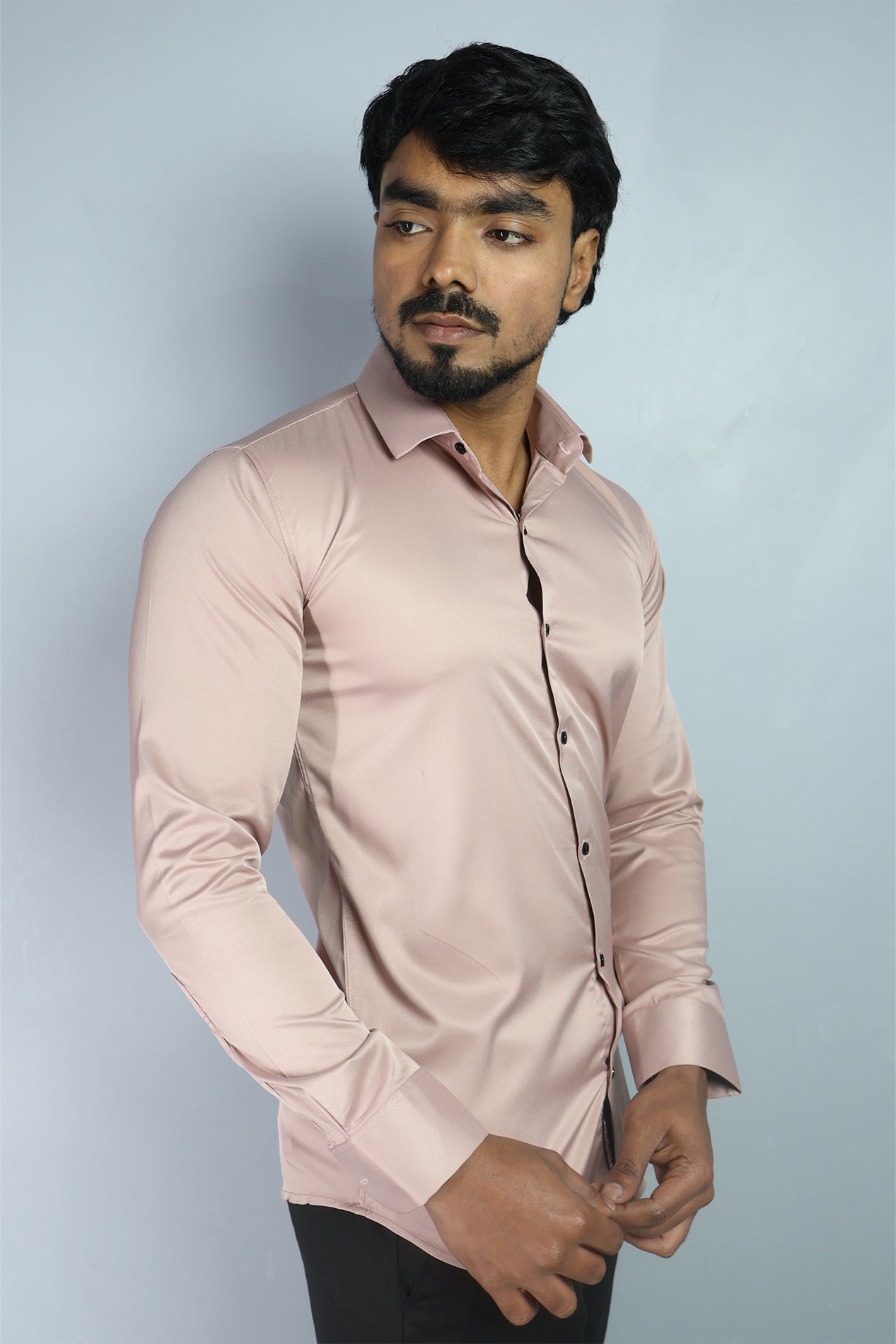 SEEK PEACH | SLIM FIT PREMIUM POLO NECK CASUAL SHIRT | ORIGENS