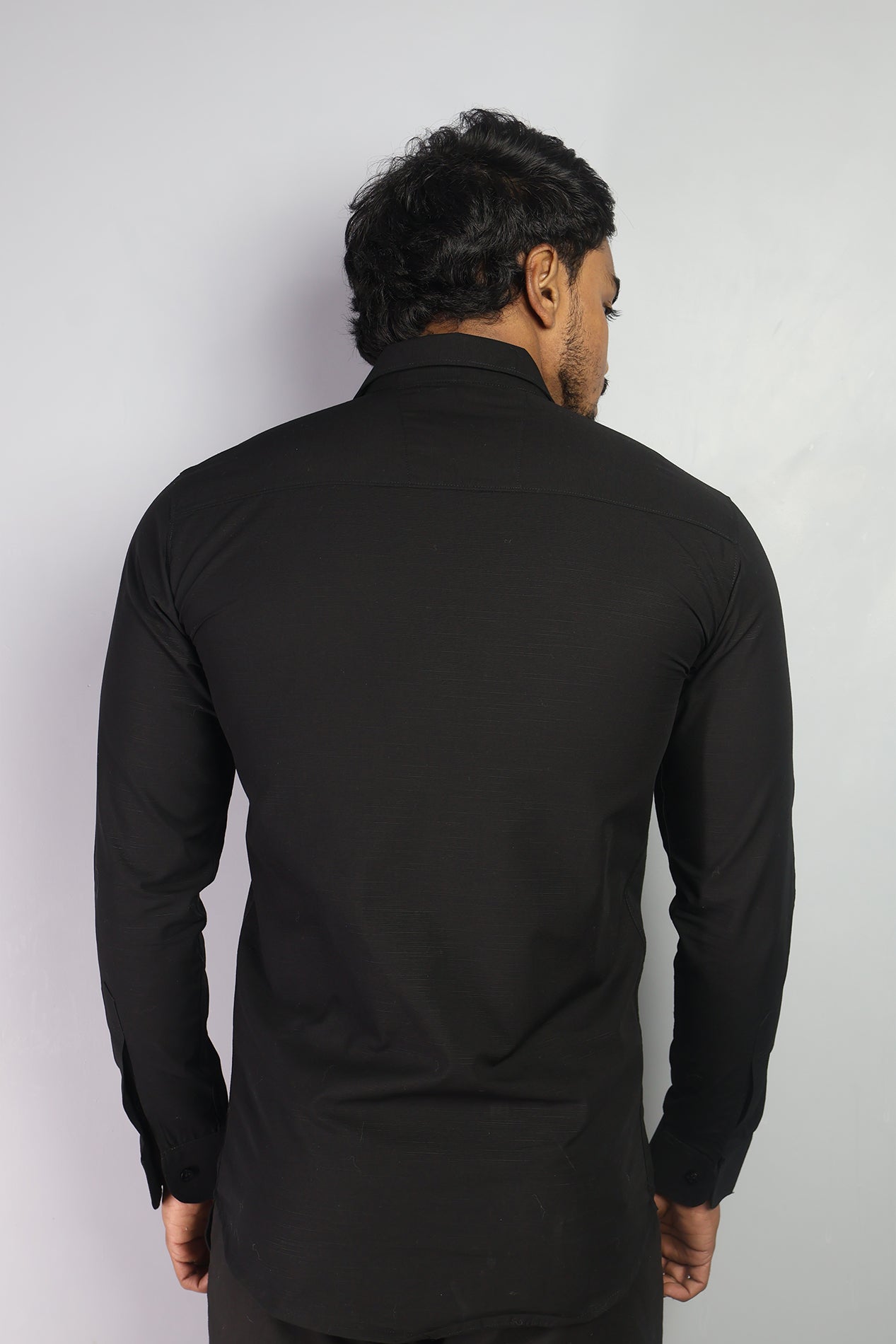 LIN BLACK | SLIM FIT PREMIUM POLO NECK CASUAL SHIRT | ORIGENS