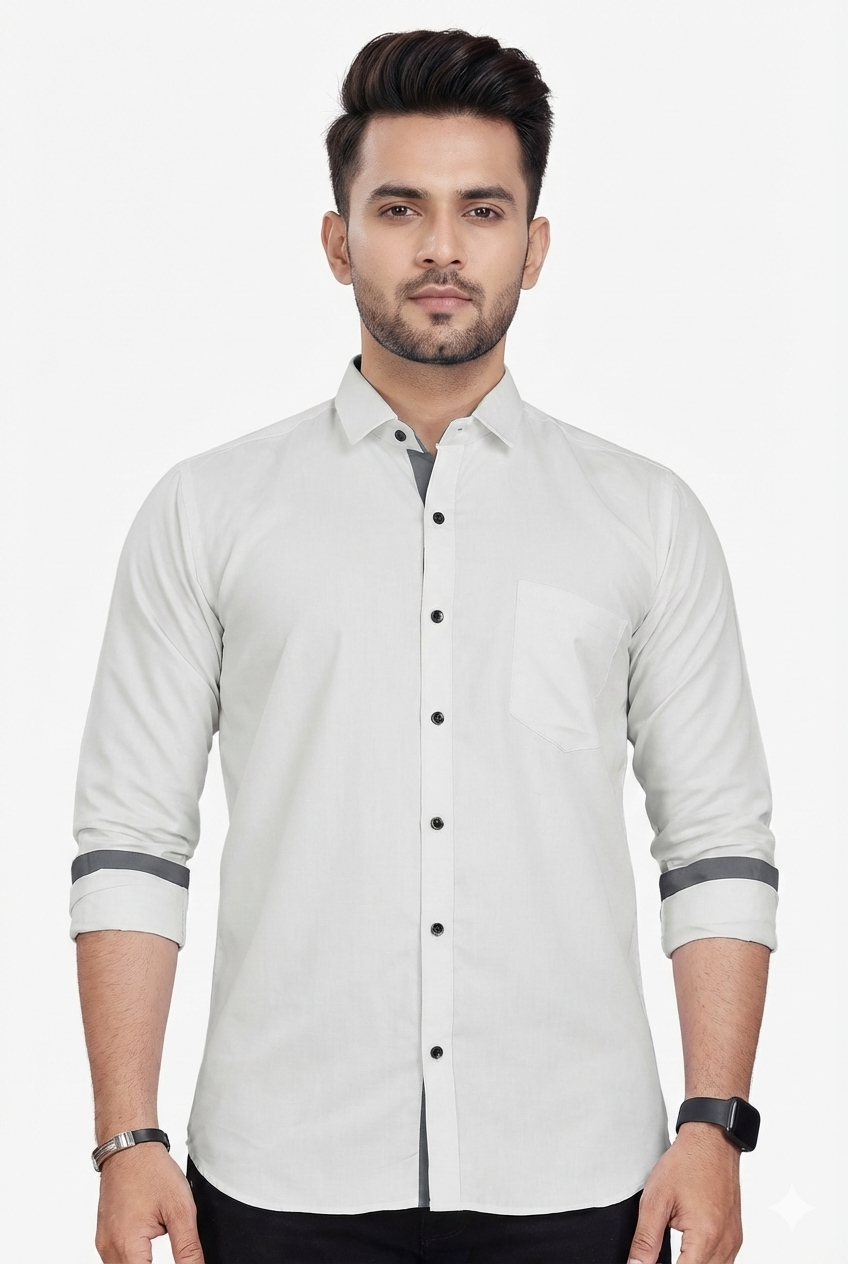 LAFR WHITE | SLIM FIT PREMIUM POLO NECK CASUAL SHIRT | THRENDS