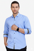 LAFR LIGHT BLUE | SLIM FIT PREMIUM POLO NECK CASUAL SHIRT | THRENDS