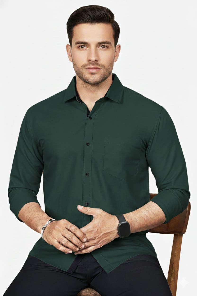 LAFR DARK GREEN | SLIM FIT PREMIUM POLO NECK CASUAL SHIRT | THRENDS