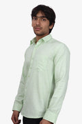 KED PARROT GREEN | SLIM FIT PREMIUM POLO NECK CASUAL SHIRT | ORIGENS