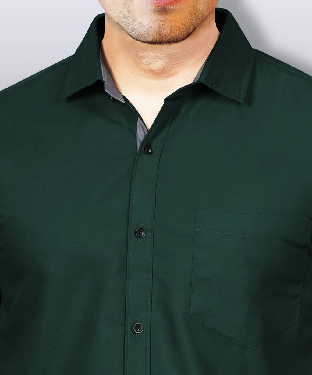 LAFR DARK GREEN | SLIM FIT PREMIUM POLO NECK CASUAL SHIRT | THRENDS