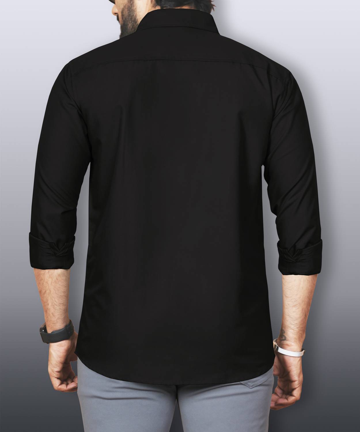 LAFR BLACK | SLIM FIT PREMIUM POLO NECK CASUAL SHIRT | THRENDS