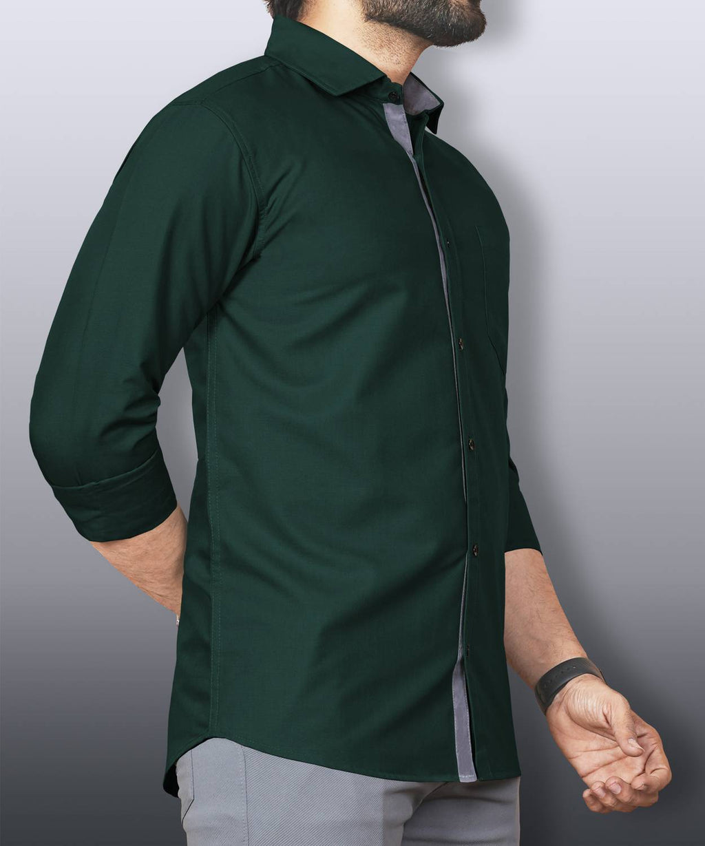 LAFR DARK GREEN | SLIM FIT PREMIUM POLO NECK CASUAL SHIRT | THRENDS