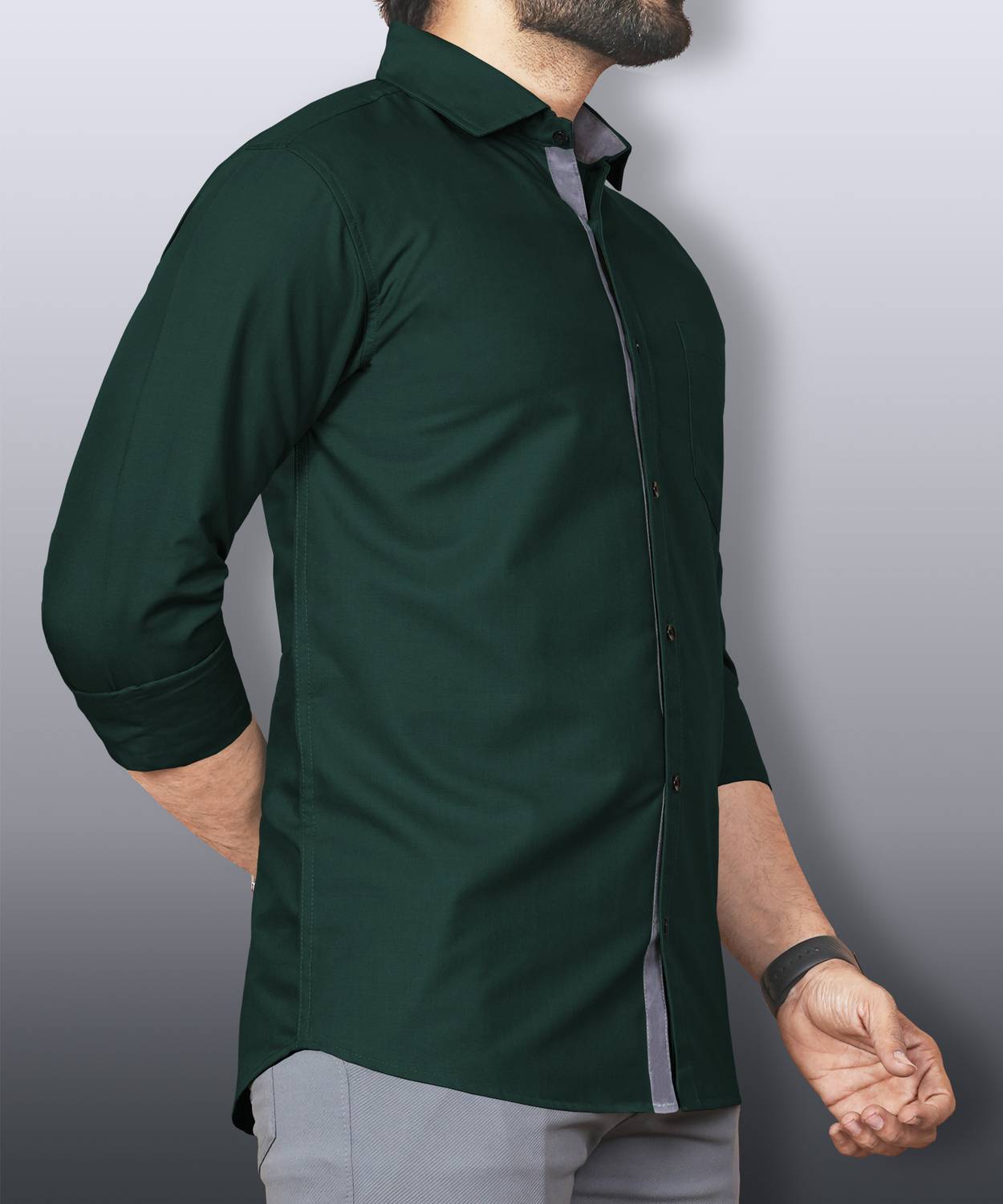LAFR DARK GREEN | SLIM FIT PREMIUM POLO NECK CASUAL SHIRT | THRENDS
