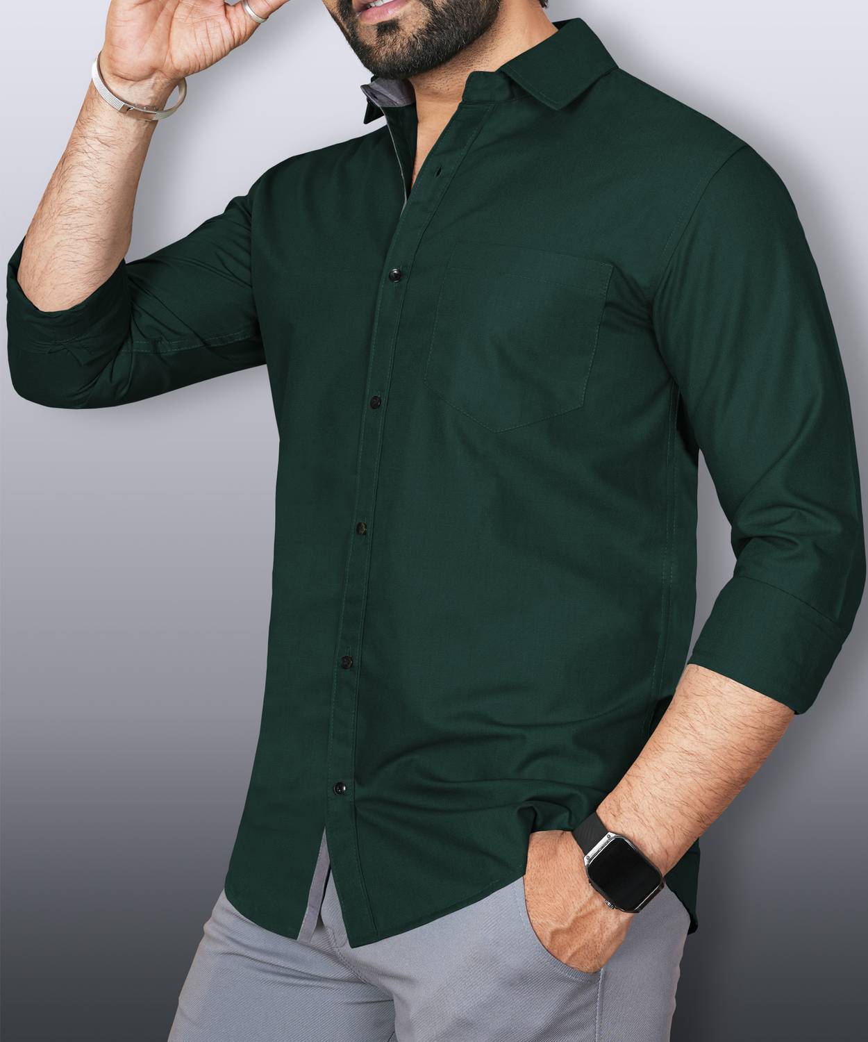 LAFR DARK GREEN | SLIM FIT PREMIUM POLO NECK CASUAL SHIRT | THRENDS