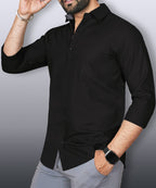 LAFR BLACK | SLIM FIT PREMIUM POLO NECK CASUAL SHIRT | THRENDS