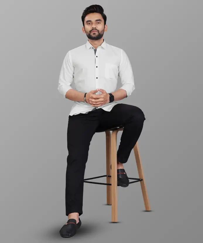 LAFR WHITE | SLIM FIT PREMIUM POLO NECK CASUAL SHIRT | THRENDS