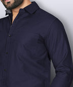 LAFR DARK BLUE | SLIM FIT PREMIUM POLO NECK CASUAL SHIRT | THRENDS