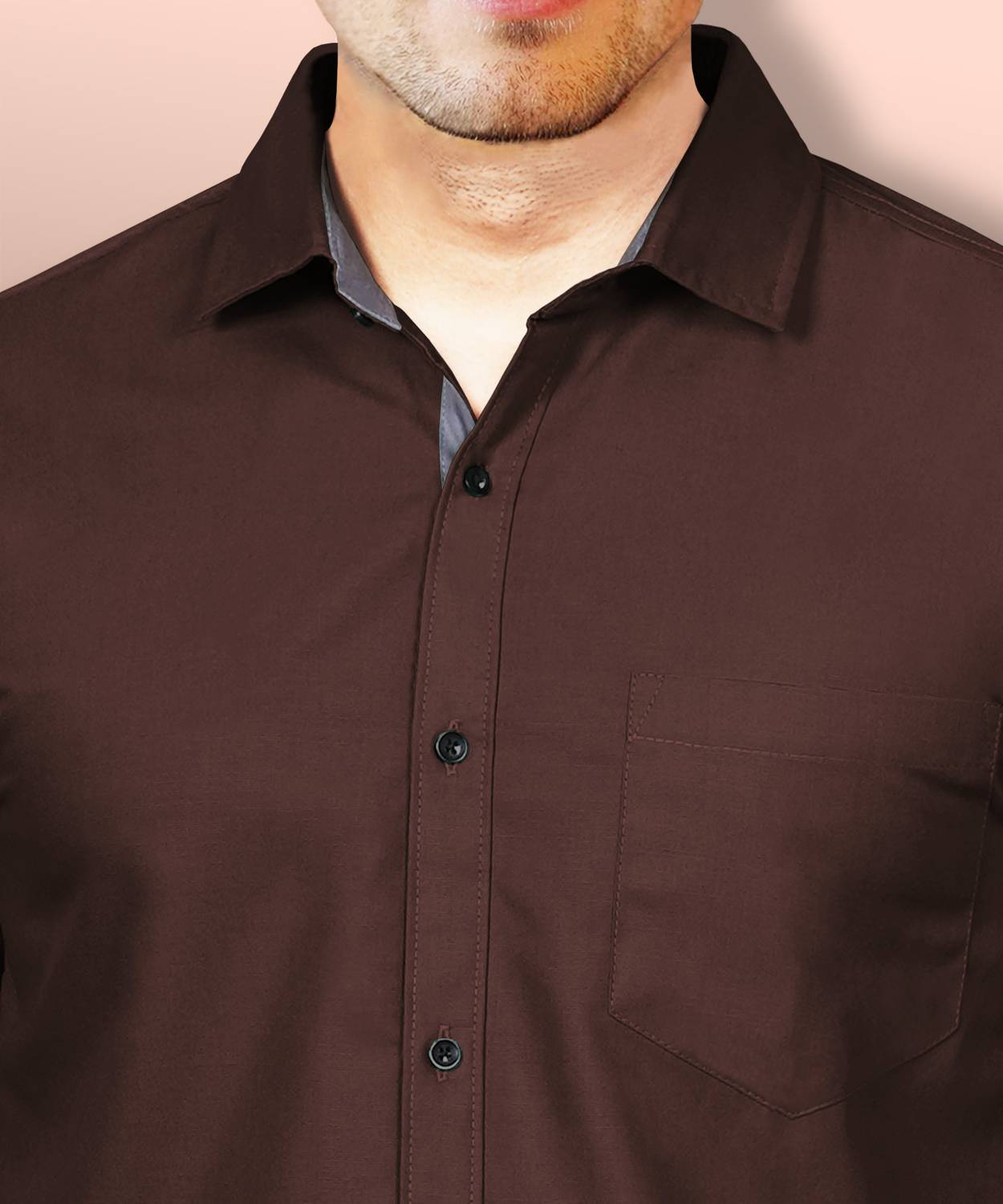 LAFR BROWN | SLIM FIT PREMIUM POLO NECK CASUAL SHIRT | THRENDS
