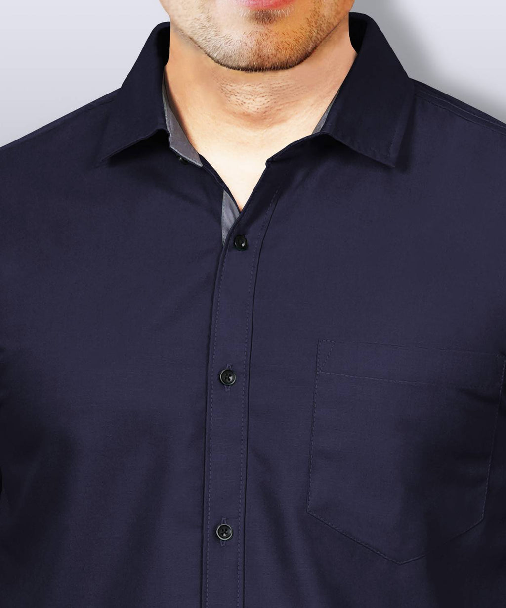 LAFR DARK BLUE | SLIM FIT PREMIUM POLO NECK CASUAL SHIRT | THRENDS
