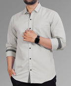 LAFR LIGHT GRAY | SLIM FIT PREMIUM POLO NECK CASUAL SHIRT | THRENDS