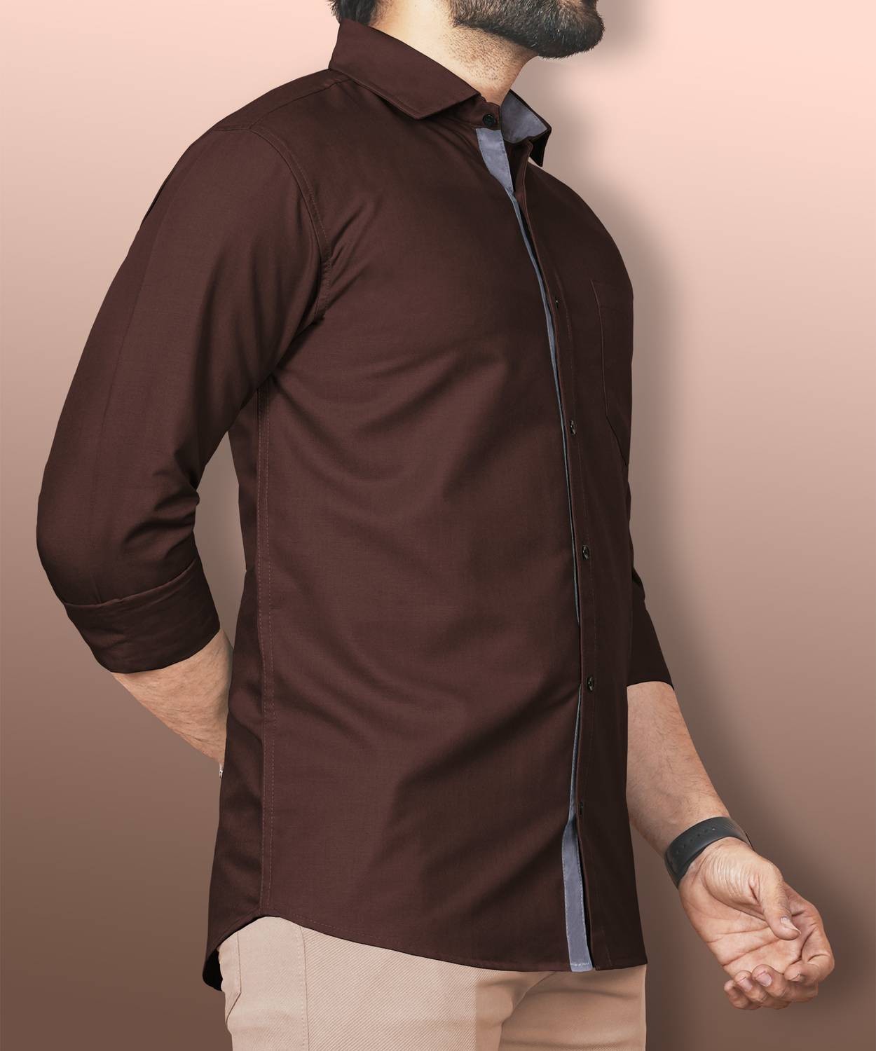 LAFR BROWN | SLIM FIT PREMIUM POLO NECK CASUAL SHIRT | THRENDS