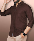 LAFR BROWN | SLIM FIT PREMIUM POLO NECK CASUAL SHIRT | THRENDS