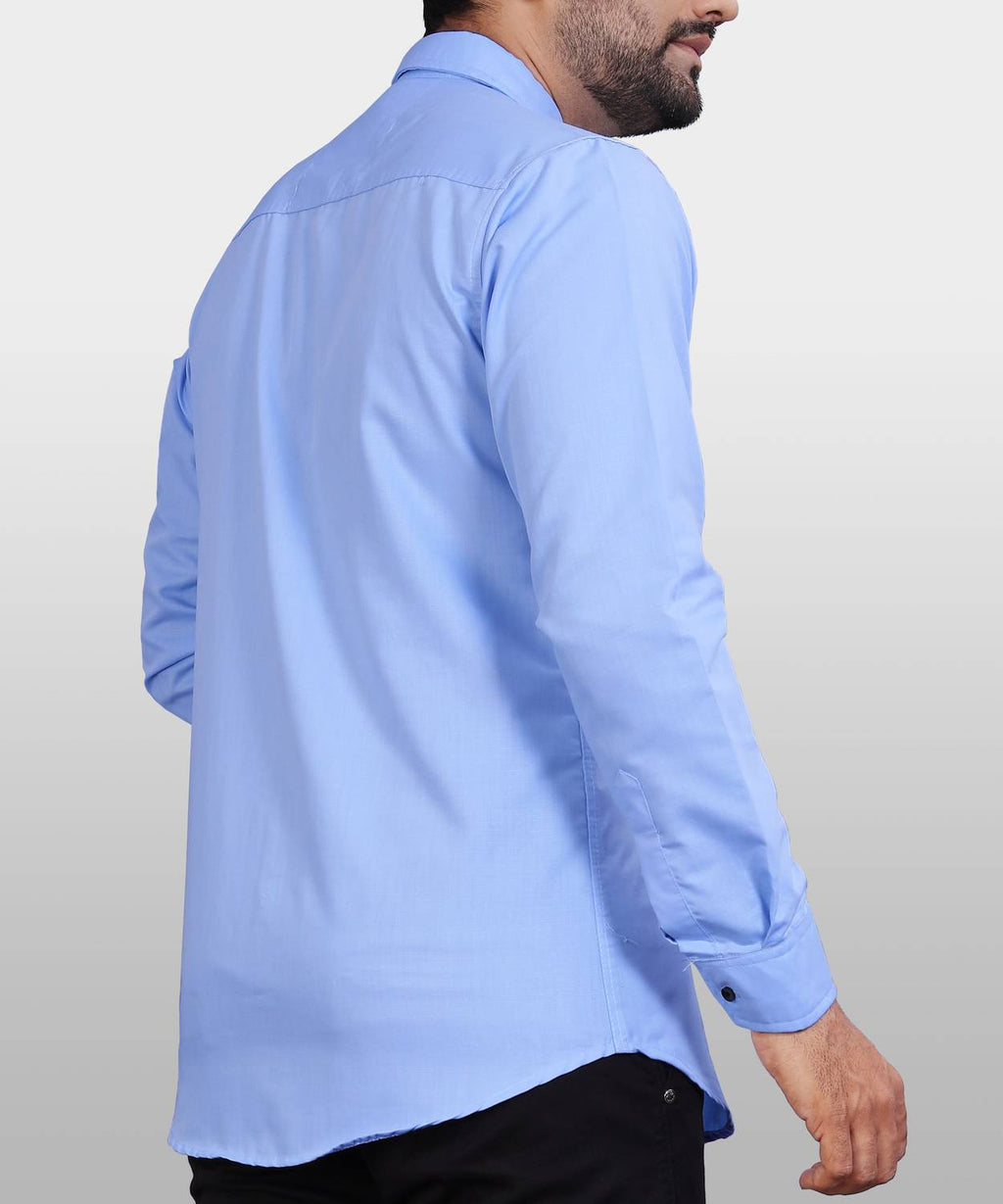 LAFR LIGHT BLUE | SLIM FIT PREMIUM POLO NECK CASUAL SHIRT | THRENDS