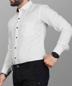 LAFR WHITE | SLIM FIT PREMIUM POLO NECK CASUAL SHIRT | THRENDS