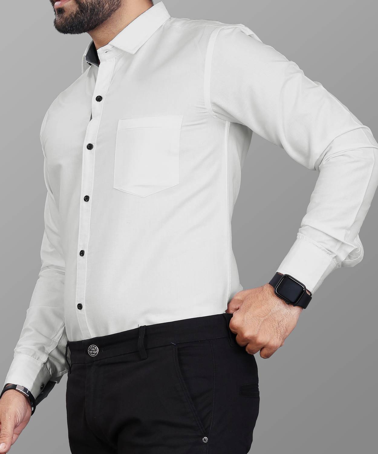 LAFR WHITE | SLIM FIT PREMIUM POLO NECK CASUAL SHIRT | THRENDS