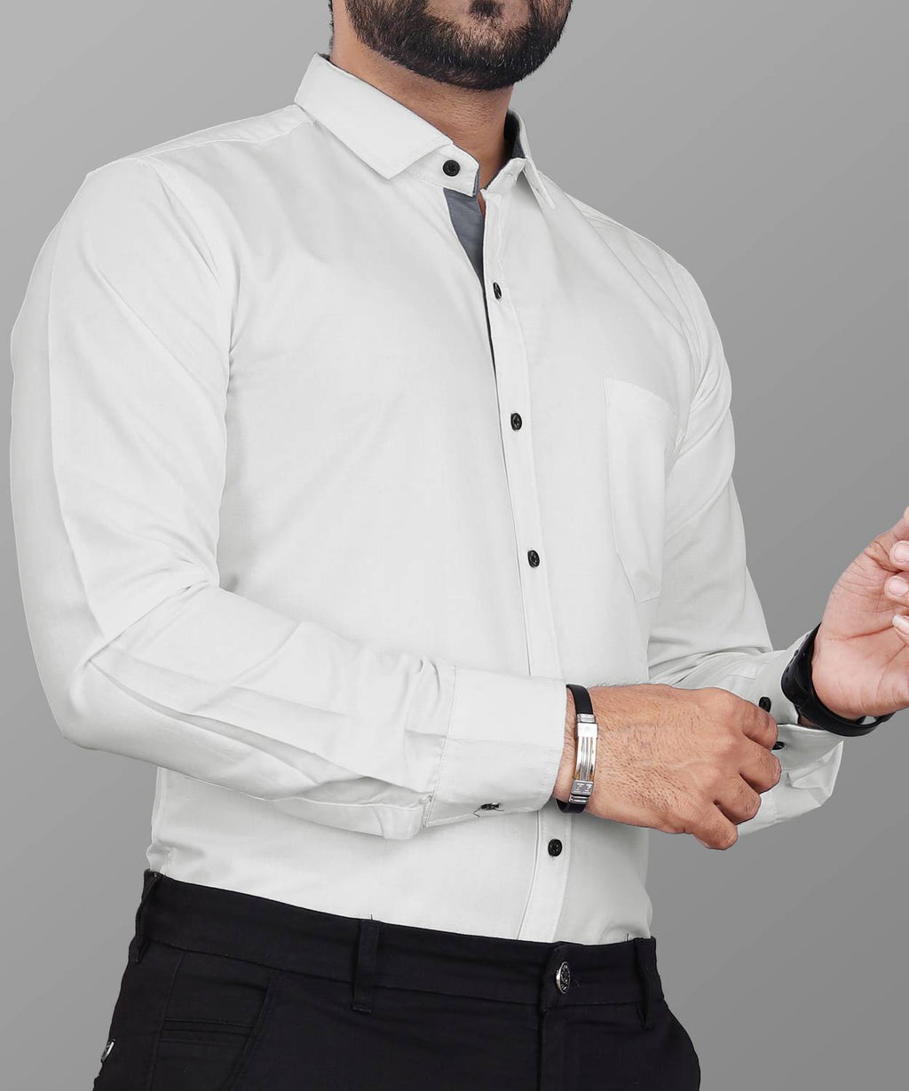 LAFR WHITE | SLIM FIT PREMIUM POLO NECK CASUAL SHIRT | THRENDS