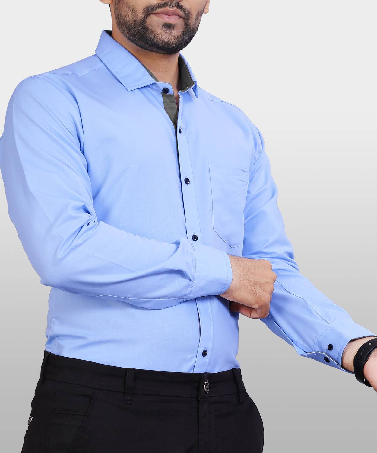 LAFR LIGHT BLUE | SLIM FIT PREMIUM POLO NECK CASUAL SHIRT | THRENDS