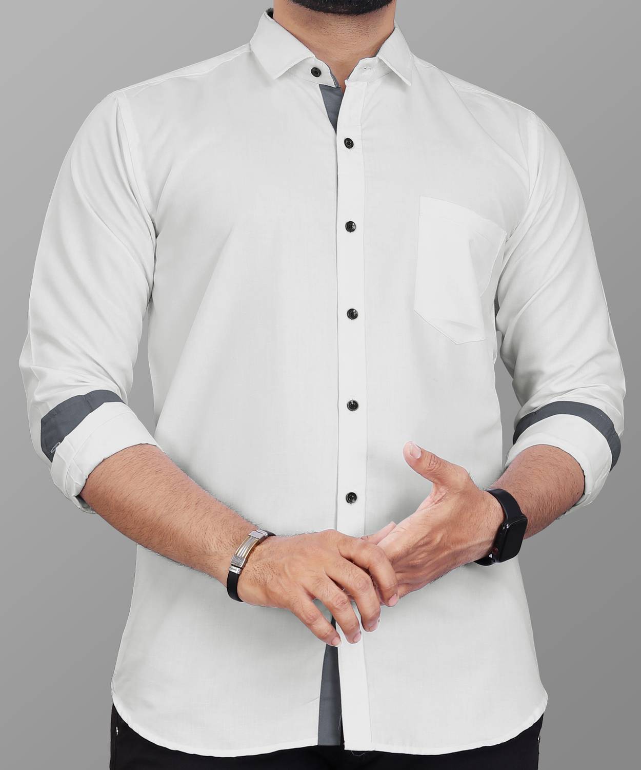 LAFR WHITE | SLIM FIT PREMIUM POLO NECK CASUAL SHIRT | THRENDS