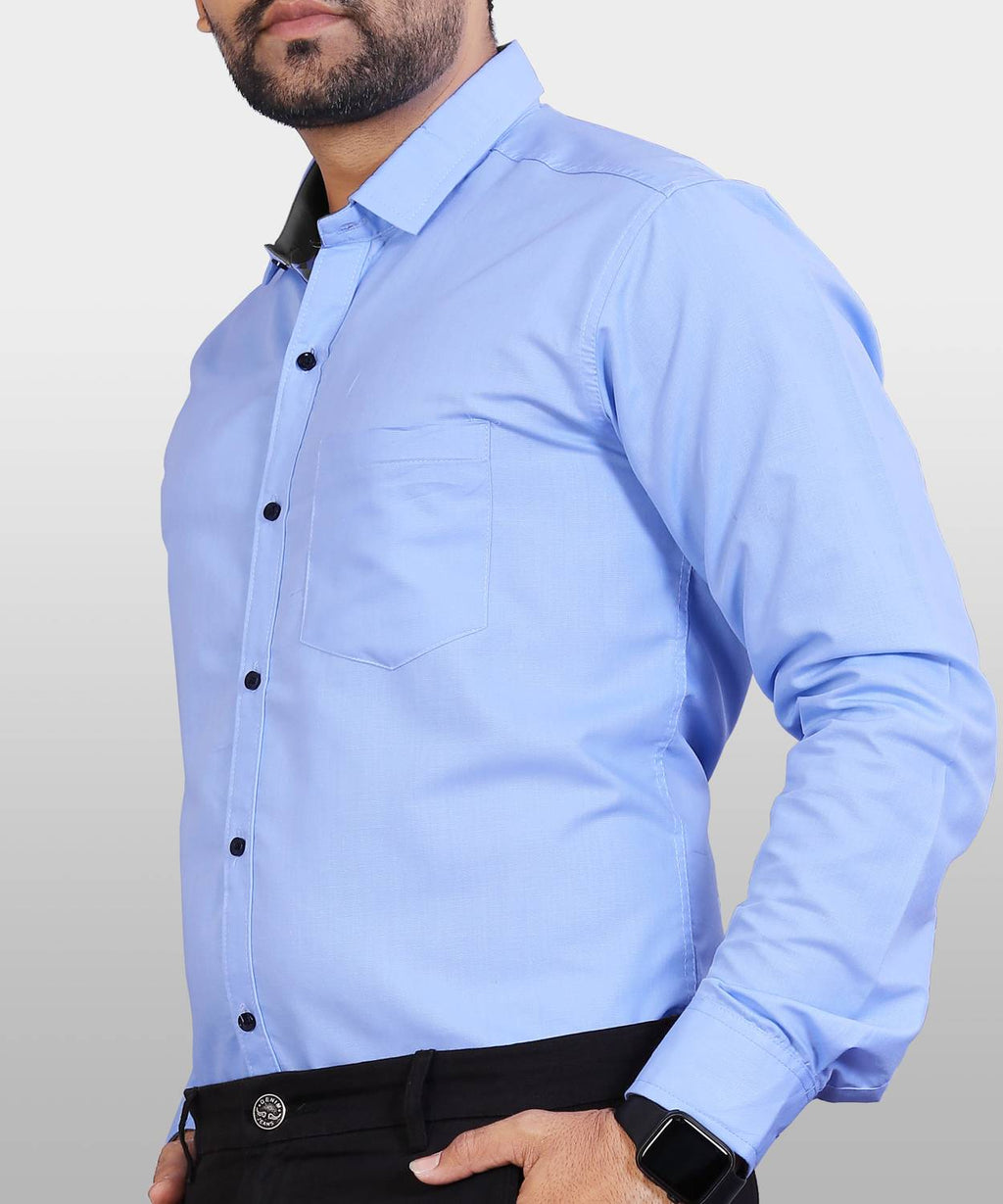 LAFR LIGHT BLUE | SLIM FIT PREMIUM POLO NECK CASUAL SHIRT | THRENDS
