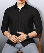 LAFR BLACK | SLIM FIT PREMIUM POLO NECK CASUAL SHIRT | THRENDS