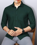 LAFR DARK GREEN | SLIM FIT PREMIUM POLO NECK CASUAL SHIRT | THRENDS